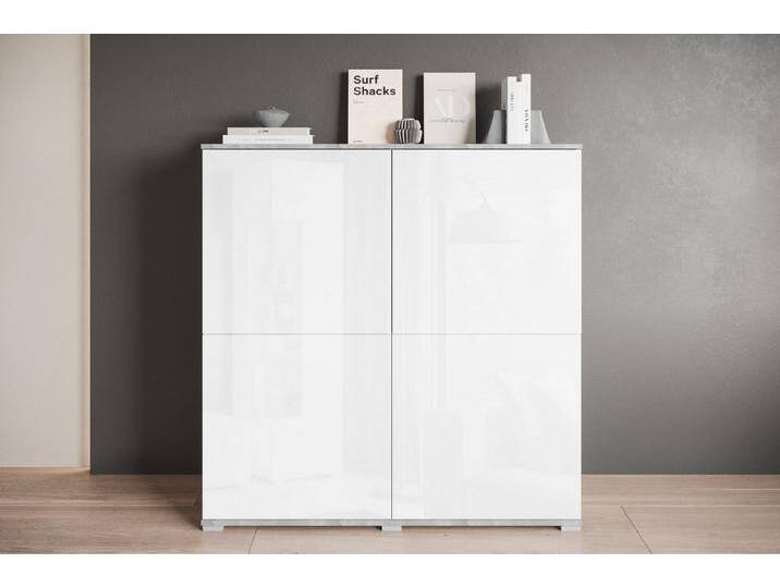 INOSIGN Highboard Kenia, moderne grifflose Hochkommode mit 4 Türen, Breite 120 cm (1 St), Push-to-Open-Fronten, höhenverstellbaren Einlegeböden, grau von Inosign