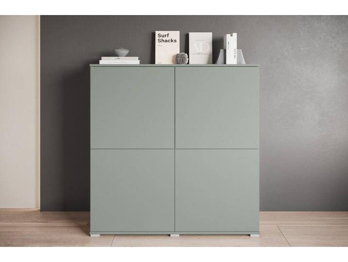 INOSIGN Highboard Kenia, moderne grifflose Hochkommode mit 4 Türen, Breite 120 cm (1 St), Push-to-Open-Fronten, höhenverstellbaren Einlegeböden, grün von Inosign