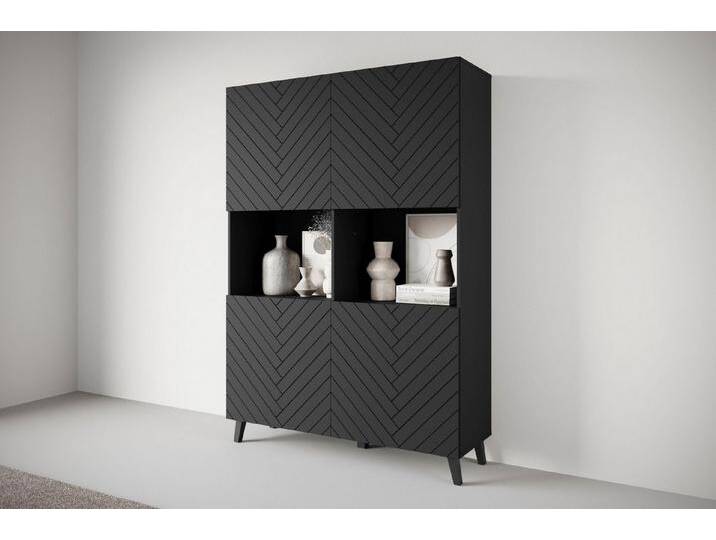 INOSIGN Highboard PHUKET (1 St), Moderne Hochkommode ohne Griffe mit 10 Fächern, Breite 120 cm, schwarz von Inosign