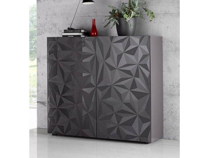 INOSIGN Highboard Highboard Höhe 111 cm, Breite 121 cm, Kommode 2 Türen, Hochkommode, Front mit elegantem Siebdruck, grifflos, viel Stauraum, grau von Inosign