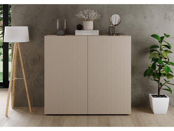 INOSIGN Highboard Rio, Höhe 111 cm, Breite 120 cm, Stauraumschrank, Kommode, 2 Türen, geriffelte MDF-Fronten, modern u. elegant, viel Stauraum, beige INOSIGN Highboard Rio, Höhe 111 cm, Breite 120 cm, Stauraumschrank, Kommode, 2 Türen, geriffelte MDF-Fronten, modern u. elegant, viel Stauraum, beige von Inosign