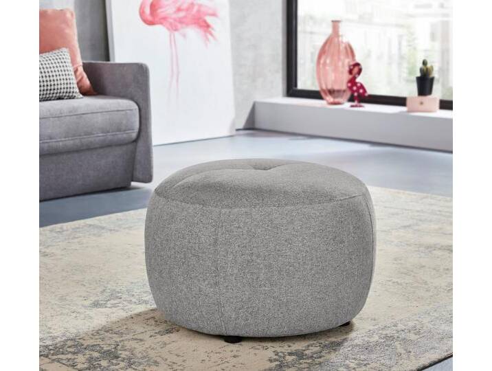 INOSIGN Hocker Lounis (Hockerprogramm V), Rundhocker in 2 Größen, Soft clean für leichte Reinigung mit Wasser, grau, Durchmesser 63 cm, hellgrau von Inosign