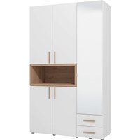 INOSIGN Kleiderschrank "Donald, inklusive Kleiderstangen und Einlegeböden, FSC-zertifiziert", (134,5 oder 179cm breit, 227cm hoch und 56,5cm tief), In 2 Breiten, mit Spiegel und Schubladen, 1 offenes Fach in Holzoptik von Inosign