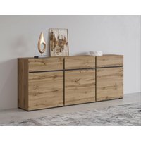 INOSIGN Kommode "Cross,Breite 180 cm, moderne grifflose Kommode,3 Türen/3 Schubkästen", Schubladenschrank mit viel Stauraum, Einlegeböden verstellbar von Inosign