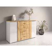 Home affaire Kommode "Kommode Fabella mit 4 Schubladen, 2 Einlegeböden, BxHxT 130x82x45 cm", mit viel Stauraum, 2 Drehtüren von home affaire