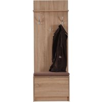 INOSIGN Kompaktgarderobe "Flamenco Flurgarderobe, Dielenschrank, Flurmöbel, Breite 67 cm", mit Sitzbank und Garderobenpaneel, Klapptür, 8 Haken, in Sonoma Eiche von Inosign