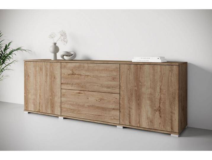 INOSIGN Lowboard Kenia (1 St), 2 Türen, 2 Schubladen, Breite 180 cm, höhenverstellbare Einlegeböden, braun, eiche Lefkas von Inosign