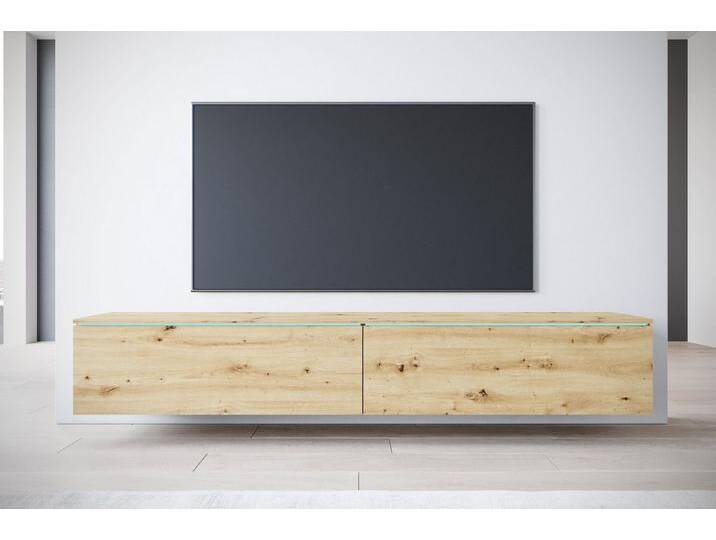 INOSIGN Lowboard LOWBOARD VERA, Modernes griffloses TV-Board, 180 cm TV-Schrank, stehend und hängend, beige, ohne Beleuchtung, Eichefarben Artisan von Inosign
