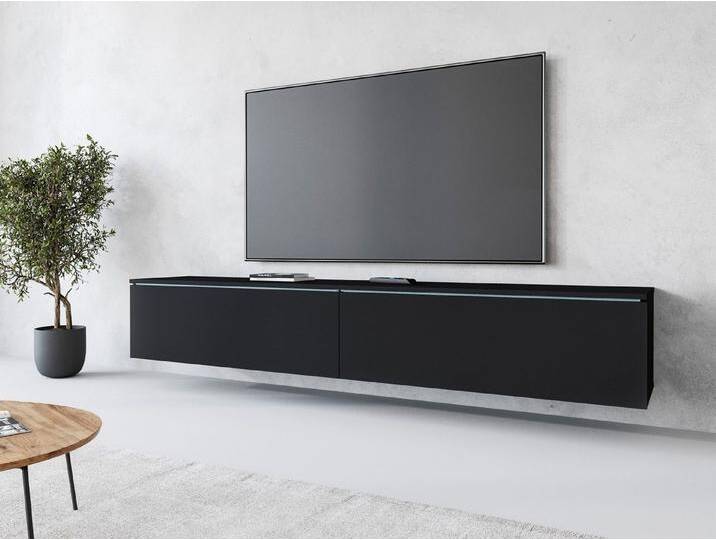 INOSIGN Lowboard LOWBOARD VERA, Modernes griffloses TV-Board, 180 cm TV-Schrank, stehend und hängend, schwarz, ohne Beleuchtung, schwarz graphit matt INOSIGN Lowboard LOWBOARD VERA, Modernes griffloses TV-Board, 180 cm TV-Schrank, stehend und hängend, schwarz, ohne Beleuchtung, schwarz graphit matt von Inosign
