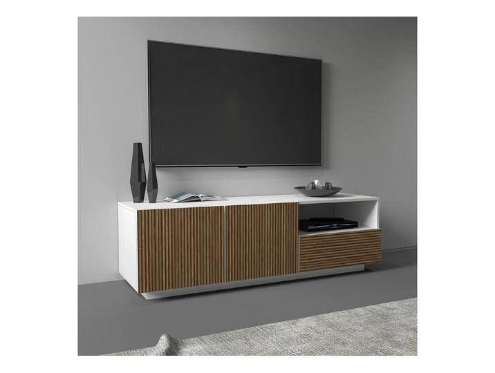 INOSIGN Lowboard Vega,Lowboard,TV Board,TV Schrank,150 cm, mit 2 Türen und 1 Schublade,Fronten mit Rillen-Optik, weiß von Inosign