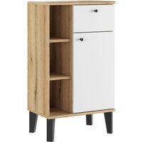 INOSIGN Midischrank "Oslo, Badschrank mit Knopfgriff, Schrank im skandinavischen Design" in der Türfarbe Weiß oder Grau verfügbar, ausreichend Stauraum von Inosign