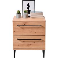 INOSIGN Nachtkommode "Sardinia, Nachtschrank, Maße (B/T/H): 45,5/35/54 cm" FSC-zertifizierter Holzwerkstoff, mit 2 Schubladen, Metallgriffe und Metallfüße in Kufenform von Inosign