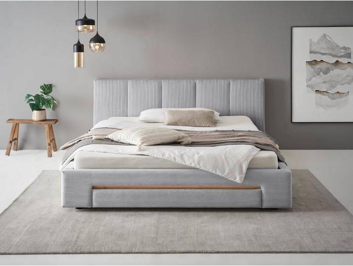 INOSIGN Polsterbett CiTY/GiRON, Bettgestell mit Bettkasten, gepolstertes Stauraumbett, mit Hundebett oder Stauraumschublade, Bezug Cord-oder Leinenoptik, grau von Inosign