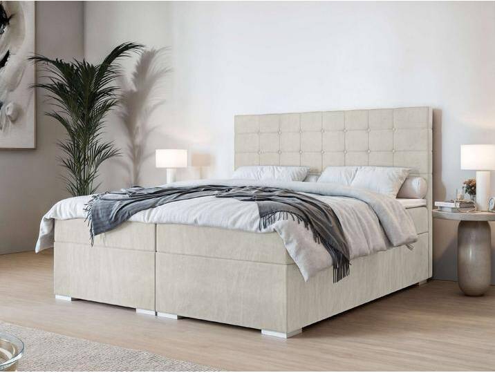 INOSIGN Polsterbett Semla mit Matratze und Topper, in 3 Breiten (140, 160 und 180 cm), Boxspringbett mit Kopfteil, Bettkasten, Matratze (BFK/TFK) und Topper, beige, Bonnell-Federkernmatratze von Inosign