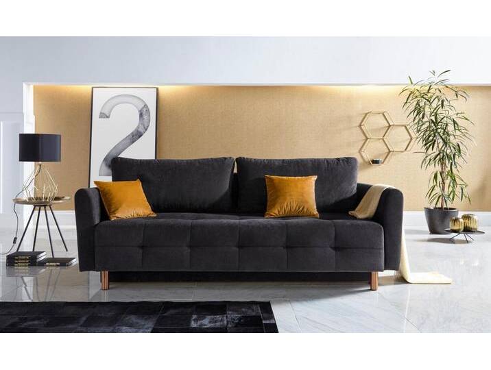 INOSIGN Schlafsofa Nordic, mit Federkern und Metallbeinen, Steppung im Sitzbereich, schwarz, schwarz von Inosign