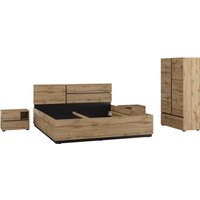 Home affaire Schlafzimmer-Set "Cross, moderne, grifflose Optik, FSC-zertifiziert", (4 tlg., Bett 180x200cm, 2 Nachtkommoden, Schrank 2-oder 4-türig), Komplettschlafzimmer-Set von home affaire