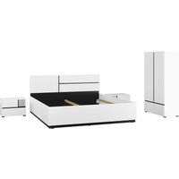Home affaire Schlafzimmer-Set "Cross, moderne, grifflose Optik, FSC-zertifiziert", (4 tlg., Bett 180x200cm, 2 Nachtkommoden, Schrank 2-oder 4-türig), Komplettschlafzimmer-Set von home affaire