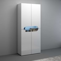 INOSIGN Schuhschrank "Real,Schuhschrank,Schuhkommode,Schuhregal,Breite 80 cm,Höhe 190 cm", komplett Hochglanz lackiert, 4 Türen mit offenem Fach in ovaler Form von Inosign