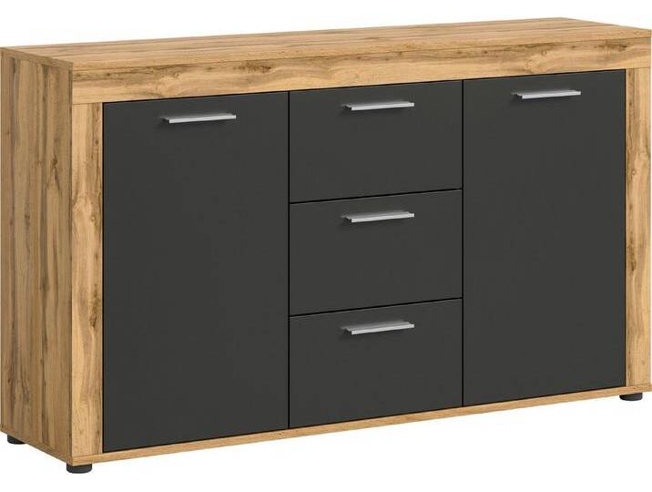 INOSIGN Sideboard Aosta, Breite 125 cm, in verschiedenen Farbausführungen, mit 2 Türen und 3 Schubkästen, Wohnzimmer, Kommode, Schrank, braun grau von Inosign