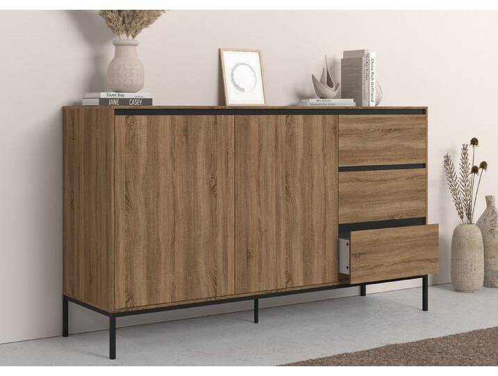 INOSIGN Sideboard Bari, Kommode mit 2 Türen und 3 Schubkästen, Breite 140 cm, braun schwarz von Inosign
