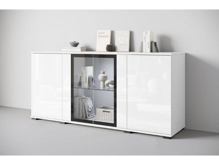 INOSIGN Sideboard Caro, modernes Design mit Glaseinsätzen, Breite 150 cm (1 St), Grifflose Fronten mit Push-to-Open, höhenverstellbare Einlegeböden von Inosign