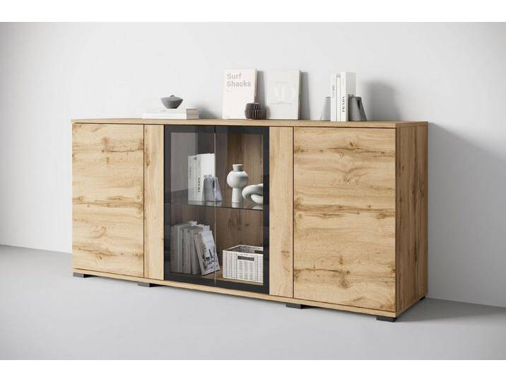 INOSIGN Sideboard Caro, modernes Design mit Glaseinsätzen, Breite 150 cm (1 St), Grifflose Fronten mit Push-to-Open, höhenverstellbare Einlegeböden von Inosign