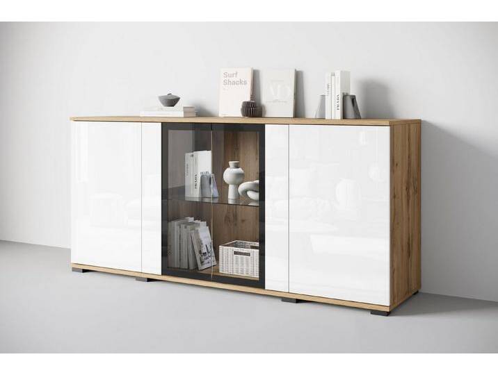 INOSIGN Sideboard Caro, modernes Design mit Glaseinsätzen, Breite 150 cm (1 St), Grifflose Fronten mit Push-to-Open, höhenverstellbare Einlegeböden von Inosign