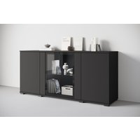 INOSIGN Sideboard "Caro, modernes Design mit Glaseinsätzen, Breite 150 cm", (1 St.), Grifflose Fronten mit Push-to-Open, höhenverstellbare Einlegeböden von Inosign