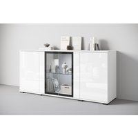 INOSIGN Sideboard "Caro, modernes Design mit Glaseinsätzen, Breite 150 cm", (1 St.), Grifflose Fronten mit Push-to-Open, höhenverstellbare Einlegeböden von Inosign