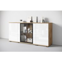 INOSIGN Sideboard "Caro, modernes Design mit Glaseinsätzen, Breite 150 cm", (1 St.), Grifflose Fronten mit Push-to-Open, höhenverstellbare Einlegeböden von Inosign