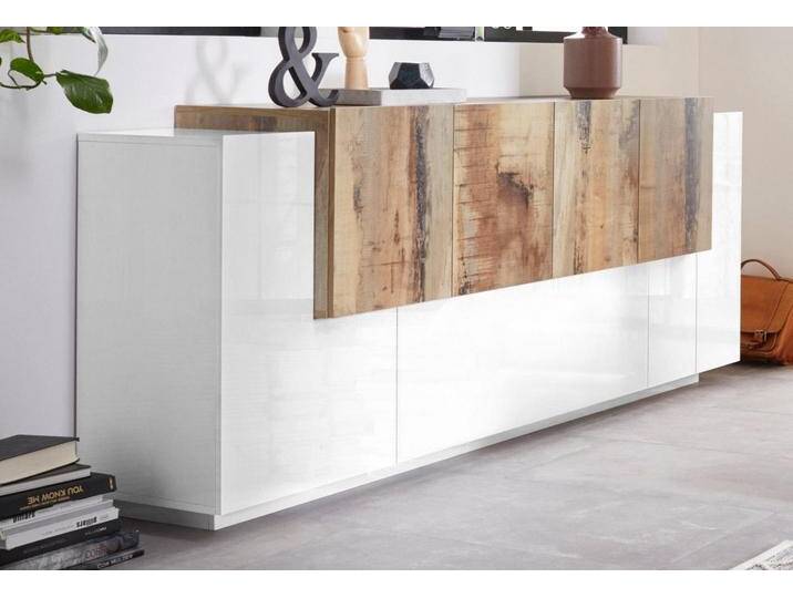 INOSIGN Sideboard Coro, Kommode, Schrank, Kredenz, grifflos mit Einlegeböden, 1 Klappe, 6 Türen, Doppeltiefe, B/T/H 200x86x45cm, weiß von Inosign