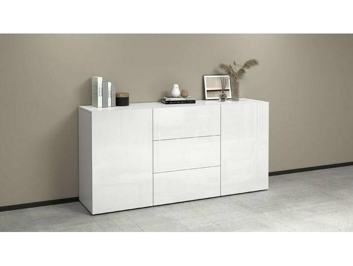 INOSIGN Sideboard Egypt, Kommode, Schrank, Kredenz, grifflos, 2 Türen, 3 Schubkästen, kompl. Hochglanz lackiert Breite 160, weiß von Inosign