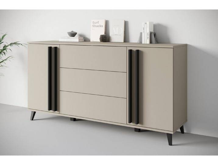 INOSIGN Sideboard Helsinki, Kommode mit 2 Türen und 3 Schubladen, Breite 150 cm (1 St), Push-to-Open-Schubladen, höhenverstellbare Einlegeböden, beige von Inosign