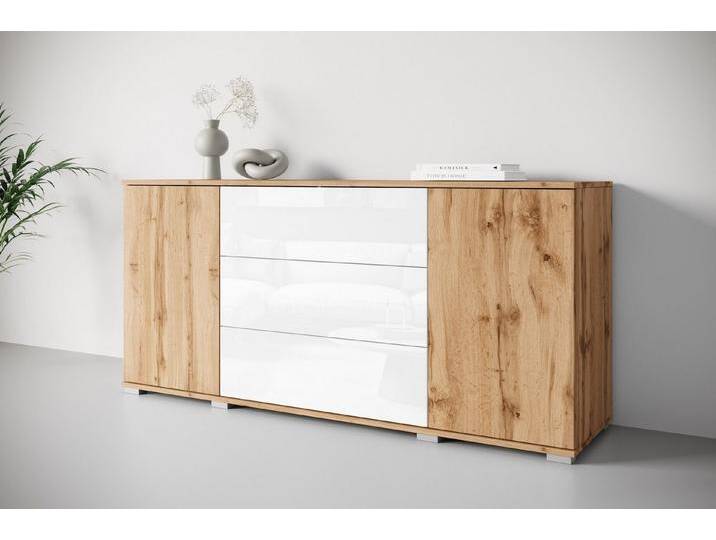 INOSIGN Sideboard Kenia, Kommode für das Schlafzimmer/Wohnzimmer (1 St), Modernes Sideboard mit 3 Schubladen und 4 Fächern, Breite 150 cm, beige von Inosign