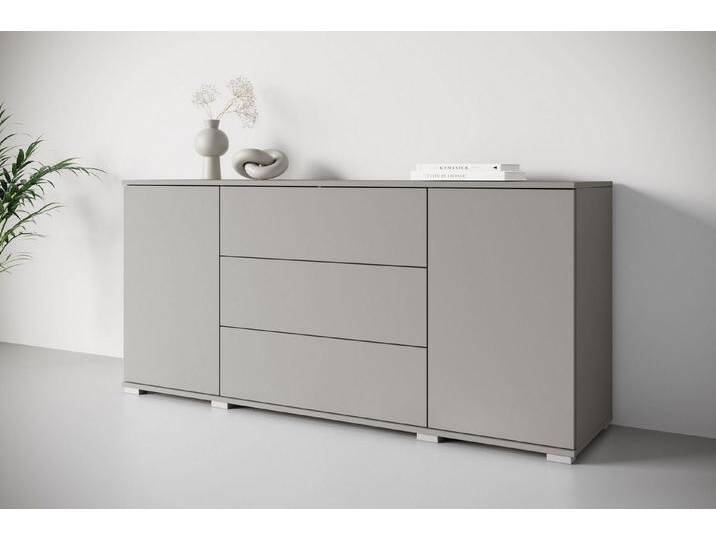 INOSIGN Sideboard Kenia, Kommode für das Schlafzimmer/Wohnzimmer (1 St), Modernes Sideboard mit 3 Schubladen und 4 Fächern, Breite 150 cm, grau von Inosign
