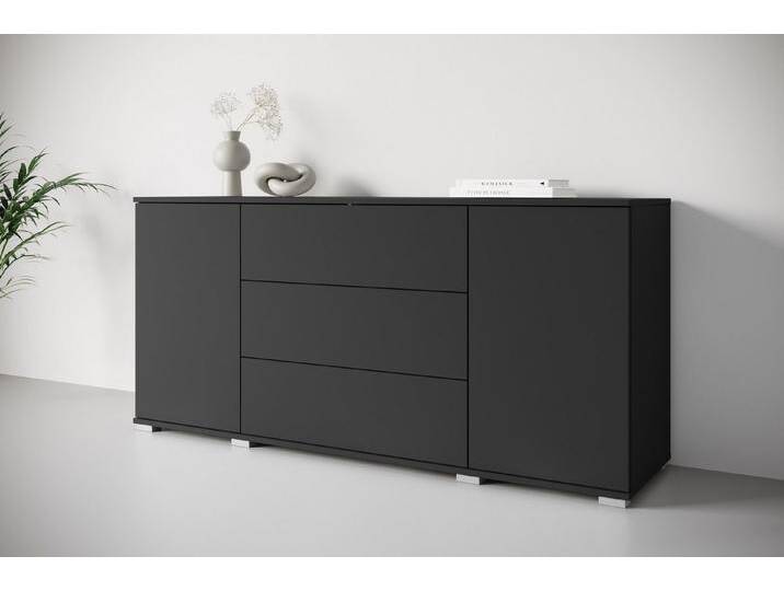 INOSIGN Sideboard Kenia, Kommode für das Schlafzimmer/Wohnzimmer (1 St), Modernes Sideboard mit 3 Schubladen und 4 Fächern, Breite 150 cm, schwarz von Inosign