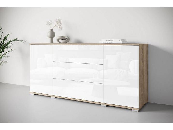 INOSIGN Sideboard Kenia, Kommode für das Schlafzimmer/Wohnzimmer (1 St), Modernes Sideboard mit 3 Schubladen und 4 Fächern, Breite 150 cm, weiß von Inosign