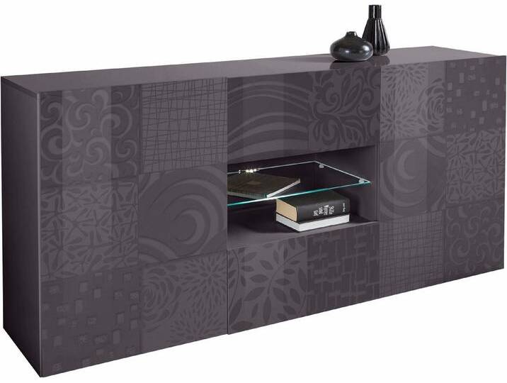 INOSIGN Sideboard Miro, Breite 181 cm mit dekorativem Siebdruck, grau, Anthrazit Hochglanz Lack mit Siebdruck INOSIGN Sideboard Miro, Breite 181 cm mit dekorativem Siebdruck, grau, Anthrazit Hochglanz Lack mit Siebdruck von Inosign
