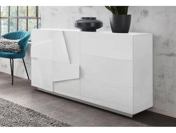INOSIGN Sideboard PING, Breite 140 cm, silberfarben, weiß hochglanz von Inosign