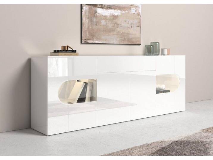INOSIGN Sideboard Real,Vitrine,Kommode,Schrank,komplett hochglanz lackiert, mit 4 Türen davon 2 Glastüren und 1 Schublade ohne Griff Breite 220cm von Inosign