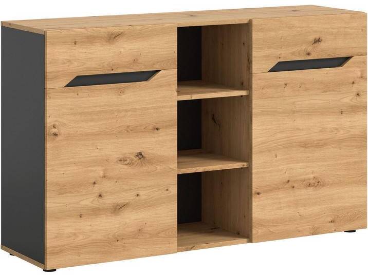 INOSIGN Sideboard SERTA, Breite: 130cm, 2 Türen, 3 offene Fächer, viel Stauraum, Anrichte, Kommode, Schrank, Board, Higboard, braun grau von Inosign