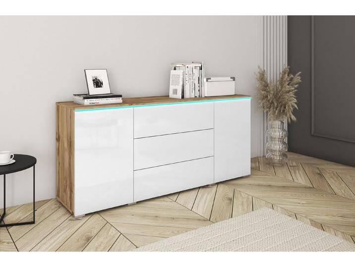 INOSIGN Sideboard VERA, grifflos, verstellbare Einlegeböden, Wahlweise mit oder ohne Beleuchtung, braun, mit Beleuchtung von Inosign