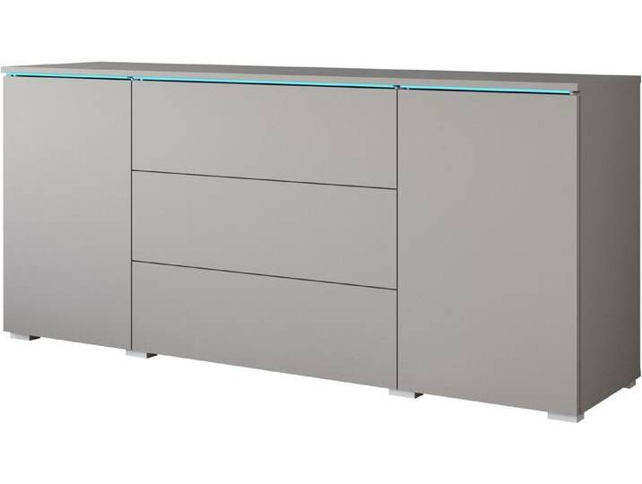 INOSIGN Sideboard VERA, grifflos, verstellbare Einlegeböden, Wahlweise mit oder ohne Beleuchtung, grau weiß, mit Beleuchtung von Inosign