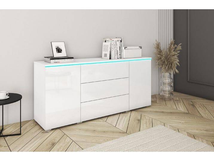 INOSIGN Sideboard VERA, grifflos, verstellbare Einlegeböden, Wahlweise mit oder ohne Beleuchtung, weiß, mit Beleuchtung von Inosign