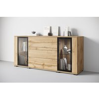 INOSIGN Sideboard "modernes Design mit Glaseinsätzen und 3 Schubladen, Breite 150 cm", (1 St.), Grifflose Fronten mit Push-to-Open, höhenverstellbare Einlegeböden von Inosign