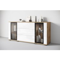 INOSIGN Sideboard "modernes Design mit Glaseinsätzen und 3 Schubladen, Breite 150 cm", (1 St.), Grifflose Fronten mit Push-to-Open, höhenverstellbare Einlegeböden von Inosign