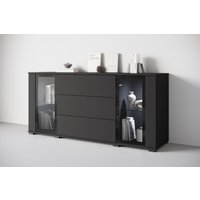 INOSIGN Sideboard "modernes Design mit Glaseinsätzen und 3 Schubladen, Breite 150 cm", (1 St.), Grifflose Fronten mit Push-to-Open, höhenverstellbare Einlegeböden von Inosign