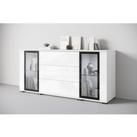 INOSIGN Sideboard "modernes Design mit Glaseinsätzen und 3 Schubladen, Breite 150 cm", (1 St.), Grifflose Fronten mit Push-to-Open, höhenverstellbare Einlegeböden von Inosign