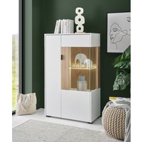 INOSIGN Vitrine "Hudson, Stauraumvitrine, Standvitrine", in moderner Trendfarbe, Griffe aus Metall (Schwarz), Höhe 125 cm von Inosign