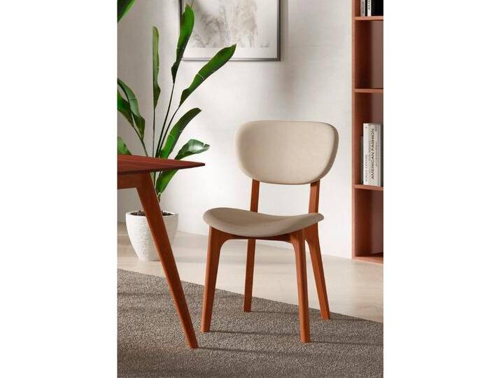 INOSIGN Stuhl COZY Made in Italy (Set, 2 St), Gestell in Buche, Kirsch- oder Nussbaum, Massivholz, Design Stuhl, beige braun von Inosign